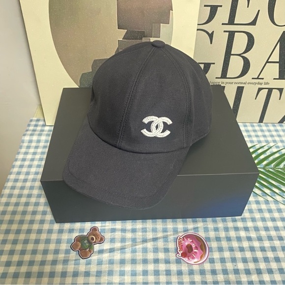 Chanel Black Cap with White Logo